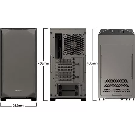 BE QUIET! Ház Midi ATX Pure Base 500 Tápegység nélkül, Metálszürke Üvegfalú