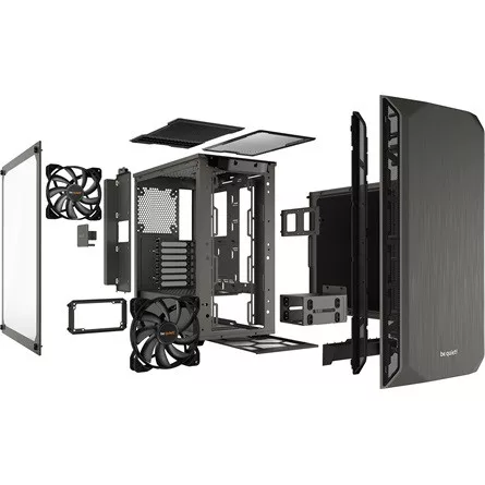 BE QUIET! Ház Midi ATX Pure Base 500 Tápegység nélkül, Metálszürke Üvegfalú