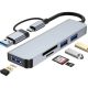 BlackBird BH1469 5-in-1 5-portos USB-C USB3.0 hub szürke SD/TF (aluminium)