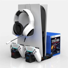   BLACKBIRD PS5 Kiegészítő Konzol hűtő Ventilátoros + Töltő állomás + Játék tartó, Fehér