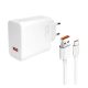 XIAOMI hálózati töltő USB aljzat (67W, gyorstöltő + Type-C kábel) FEHÉR (Gigapack csomagolás)