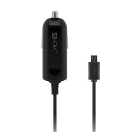 Blautel 4-OK autós töltő 5W + fix microUSB kábel FEKETE