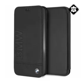   CG Mobile iPhone XS Max 6.5 BMW SIGNATURE tok álló, valódi bőr FLIP, oldalra nyíló, FEKETE