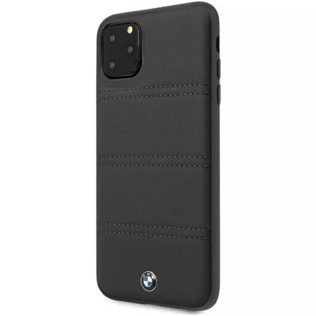 BMW iPhone 11 Pro Max vízszintesen csíkozott fekete kemény bőrtok