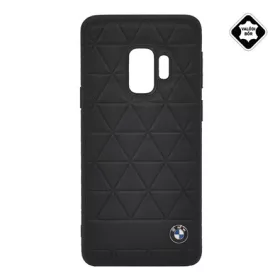   CG Mobile Samsung S9 BMW HEXAGON műanyag telefonvédő valódi bőr bevonat, háromszög, FEKETE
