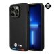CG MOBILE iPhone 14 Pro BMW LEATHER STAMP TRICOLOR MAGSAFE szilikon telefonvédő valódi bőr bevonat FEKETE