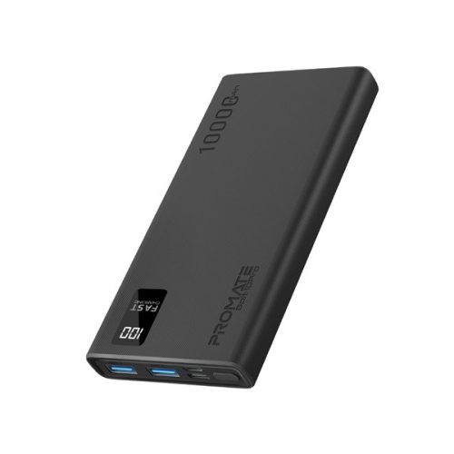 Promate Akkubank - BOLT 10PRO 10000mAh (PowerBank, 2xUSB 3.0, 1xMicroUSB, 1xUSB-C, PD/QC, LED kijelző, fekete)