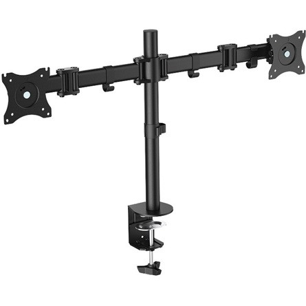 LogiLink Dual monitor desk mount, tilt -45/+45, swivel 180, level adjustment 360, 13–27, max. 8 kg