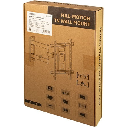Delock Logilink TV Wall mount, 32"-70", tilt +3°-15°,swievel +-90°, 442mm