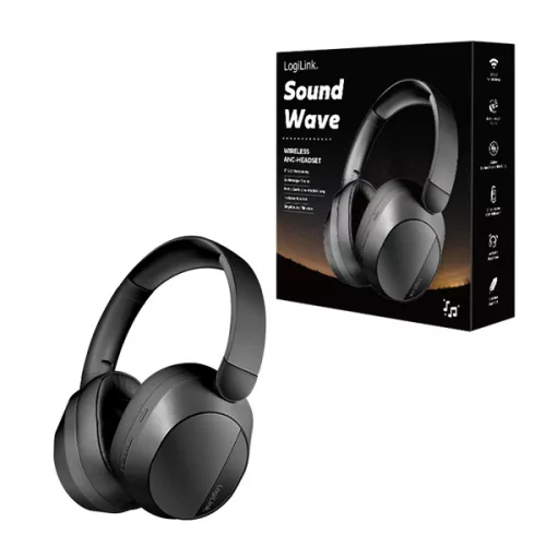SILVERLINE LOGILINK BT 6.0 Sound Wave Headset, ANC, 3.5 mm AUX, 15-hour battery life, Black