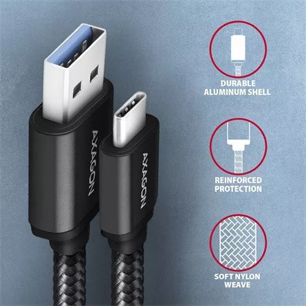Axagon USB-C 3.2 Gen1 -> USB-A 3.2 Gen 1 M/M adatkábel 1m fekete
