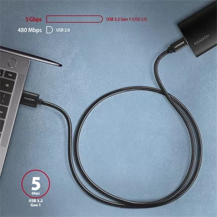 Axagon USB-C 3.2 Gen1 -> USB-A 3.2 Gen 1 M/M adatkábel 1.5m fekete