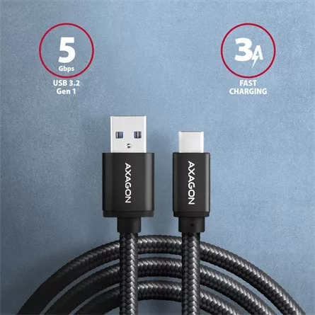 Axagon USB-C 3.2 Gen1 -> USB-A 3.2 Gen 1 M/M adatkábel 2m fekete