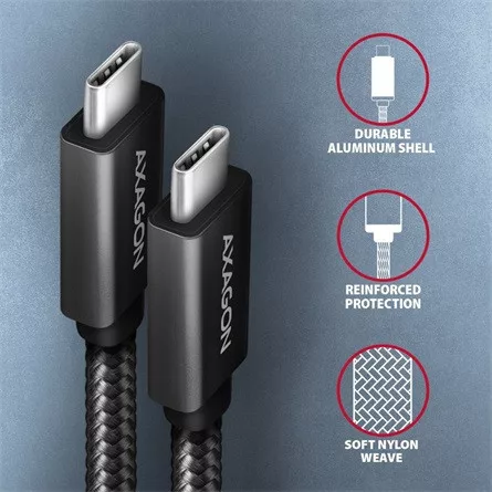 Axagon BUCM32-CM20AB USB-C 3.2 Gen2 - USB-C 3.2 Gen2 M/M adatkábel fekete