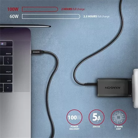 Axagon BUCM32-CM20AB USB-C 3.2 Gen2 - USB-C 3.2 Gen2 M/M adatkábel fekete