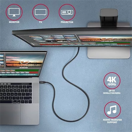 Axagon BUCM32-CM20AB USB-C 3.2 Gen2 - USB-C 3.2 Gen2 M/M adatkábel fekete
