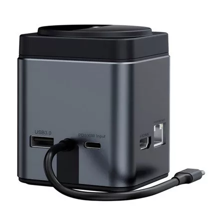 BLITZWOLF Type-C HUB 9in1 elosztó, wireless, FEKETE