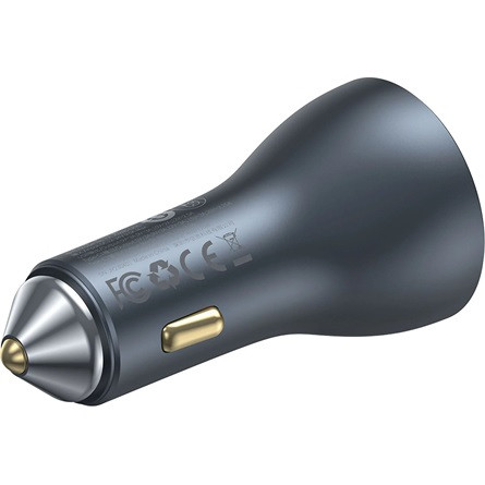 Baseus Golden Contactor Pro GaN autós gyorstöltő 65W, USB Type-A + 2×USB Type-C ,szürke