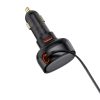 Baseus CHG Baseus Enjoyment Pro Car Charger U+Retractable Type-C Cable 60W autós gyorstöltő automatata behúzós kábellel, fekete