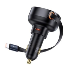   BASEUS ENJOYMENT PRO autós töltő Type-C aljzat 60W, PD gyorstöltő 3.0 + Type-C kábel, FEKETE