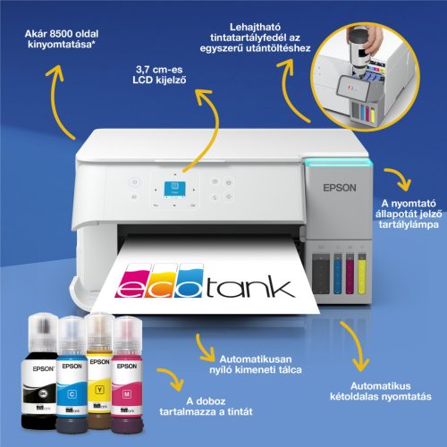 Epson EcoTank L4366 színes tintasugaras A4 MFP, WIFI, duplex, fehér