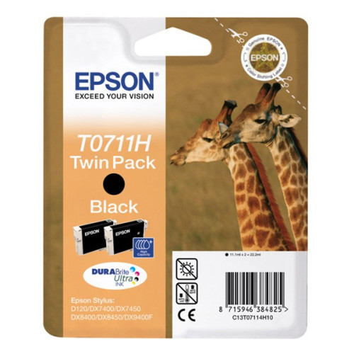 Epson fekete tintapatron, dupla csomagolás, T0711H, DURABrite Ultra tinta