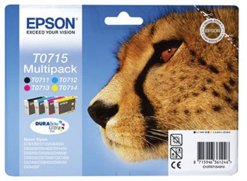 Epson fekete + színes tintapatron, T0715, DURABrite Ultra tinta