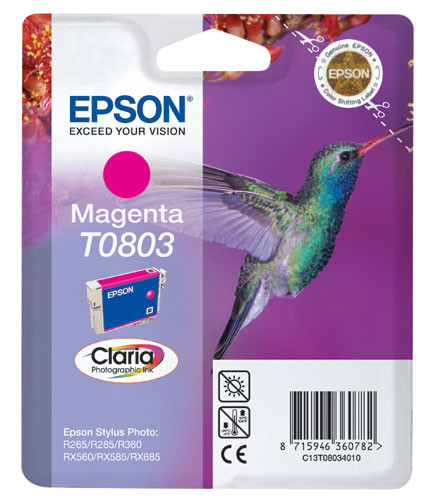 Epson bíbor tintapatron, 1 darab, T0803, Claria fotó tinta