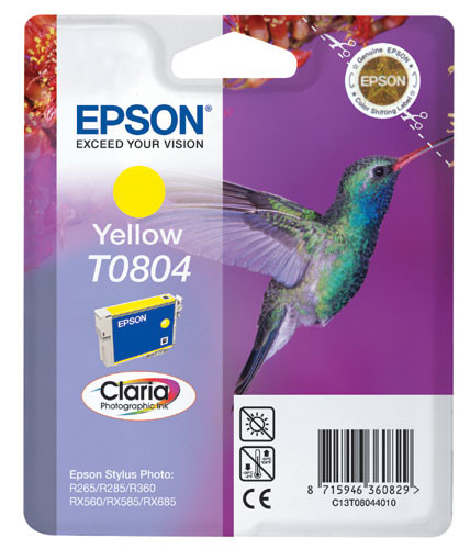 Epson sárga tintapatron, 1 darab, T0804, Claria fotó tinta