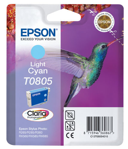 Epson világos cián tintapatron, 1 darab, T0805, Claria fotó tinta