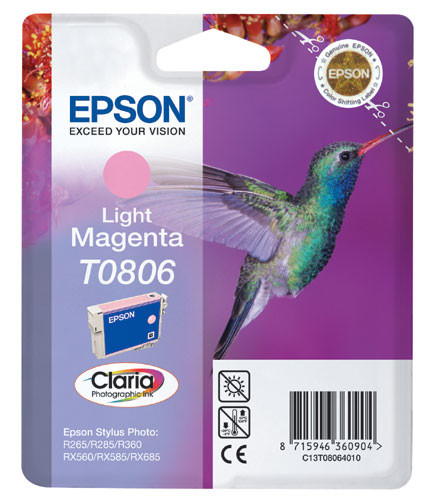 Epson világos bíbor tintapatron, 1 darab, T0806, Claria fotó tinta