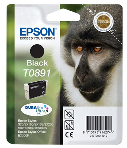 Epson fekete tintapatron, 1 darab, T0891, DURABrite Ultra tinta