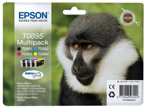 Epson fekete + színes tintapatron, T0895, DURABrite Ultra tinta