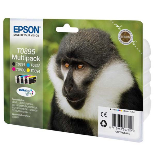 Epson fekete + színes tintapatron, T0895, DURABrite Ultra tinta