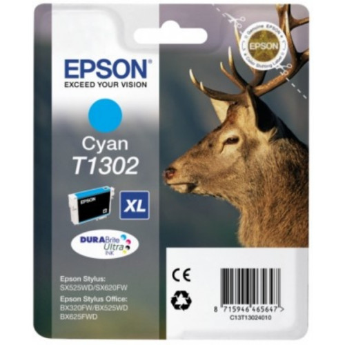 Epson cián tintapatron, 1 darab, T1302, DURABrite Ultra tinta