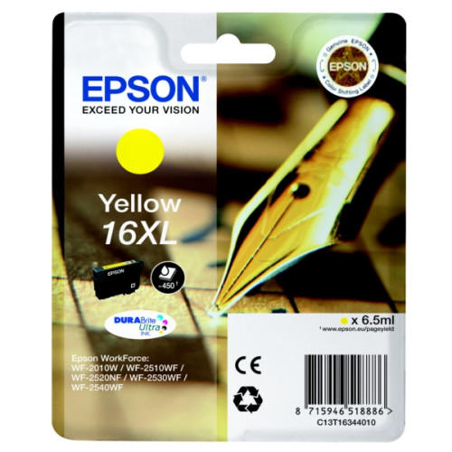 Epson sárga tintapatron, 1 darab, 16XL, DURABrite Ultra tinta