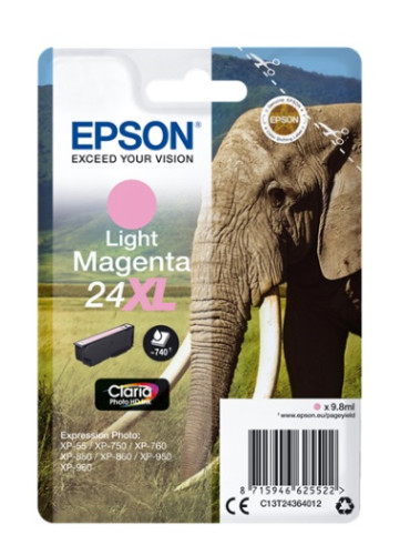 Epson világos bíbor tintapatron, 1 darab, 24XL, Claria Photo HD tinta