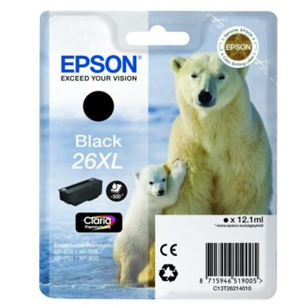 Epson fekete tintapatron, 1 darab, 26XL, Claria Premium tinta