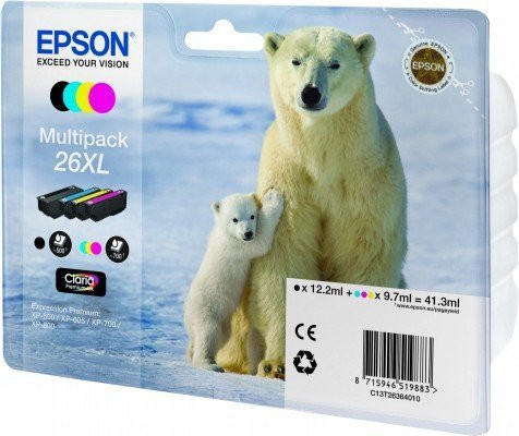 Epson fekete + színes tintapatron, 4-colours 26XL, Claria Premium tinta