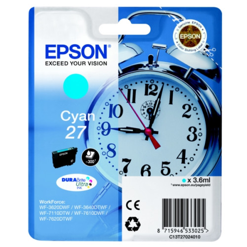 EPSON Singlepack Cyan 27 DURABrite Ultra Ink