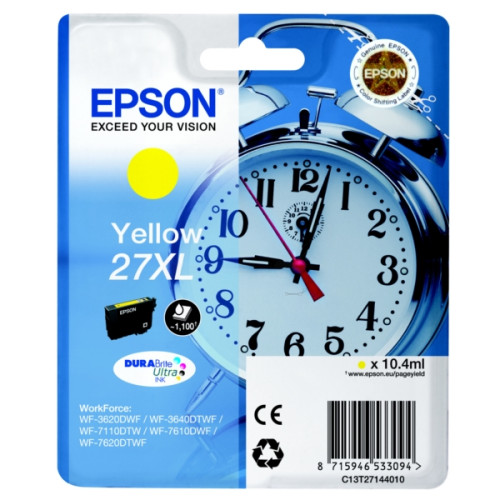 Epson sárga tintapatron, T2714, 27XL, 1.100 oldal