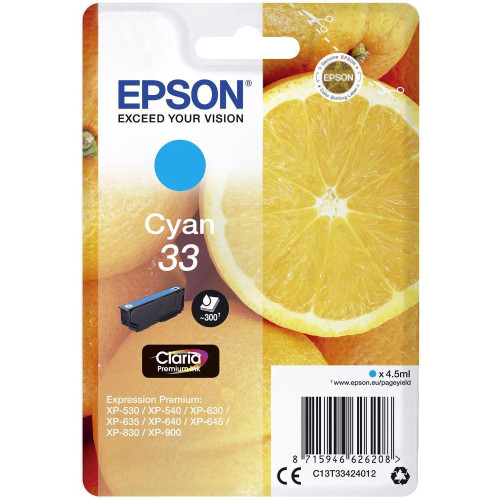 Epson tintapatron Singlepack Cyan 33 Claria Premium Ink