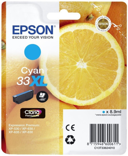 Epson tintapatron Singlepack Cyan 33XL Claria Premium Ink