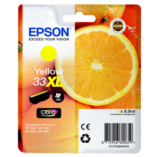 Epson tintapatron Singlepack Yellow 33XL Claria Premium Ink