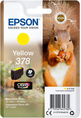 EPSON Singlepack Yellow 378 Claria Photo HD Ink