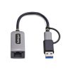 StarTech USB-C TO ETHERNET ADAPTER WITH USB-A DONGLE 6IN/15CM CABLE