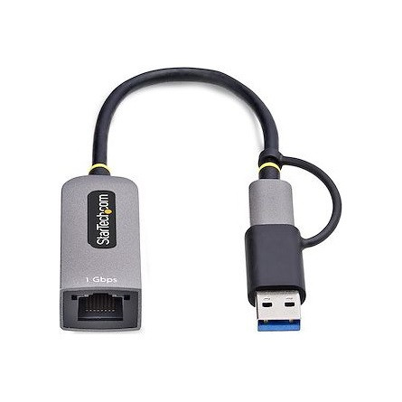 StarTech USB-C TO ETHERNET ADAPTER WITH USB-A DONGLE 6IN/15CM CABLE