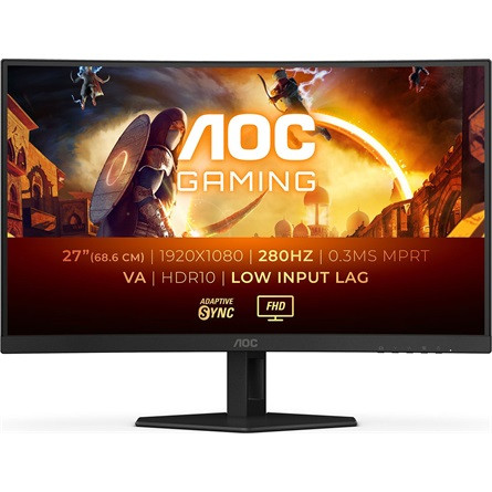 AOC C27G4ZXE 27" ívelt VA LED gaming monitor fekete 280Hz