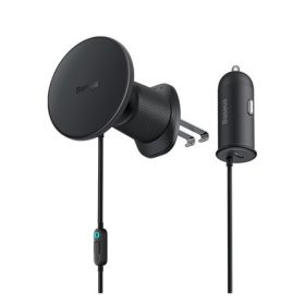   Baseus CW01 15W telefon vezeték nélküli töltő adapter / autós tartó fekete