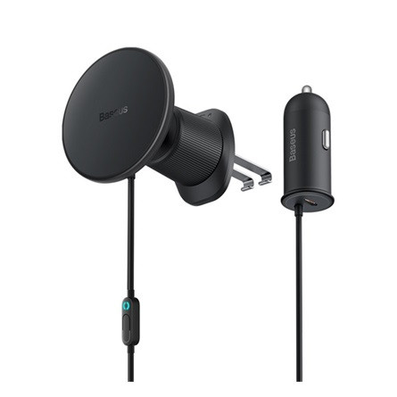 Baseus CW01 15W telefon vezeték nélküli töltő adapter / autós tartó fekete